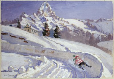 Sleeën bij de Matterhorn door Alice Maud Fanner