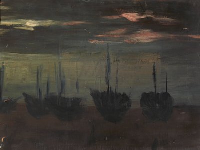 Schepen in Maanlicht door Alice Pike Barney