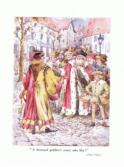 Duizend gulden! Kom neem vijftig!, illustratie uit Poems for the Young: Robert Browning, ca. 1920 door Alice Ross