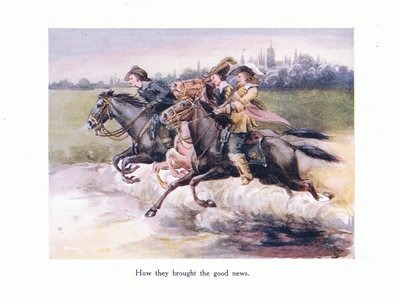 Hoe ze het goede nieuws van Gent naar Aken brachten, illustratie uit Poems for the Young: Robert Browning, ca. 1920 door Alice Ross