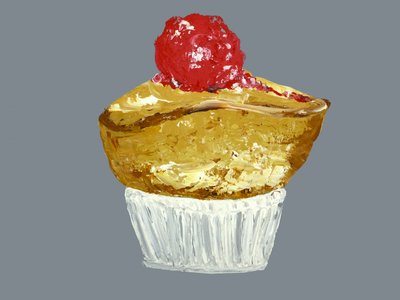 Cupcake met gouden kersen door Alice Straker