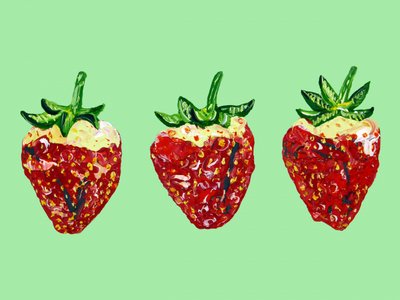 Levendige rode aardbeien door Alice Straker