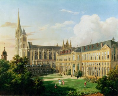 De Abdijkerk van Saint-Denis en de School van het Legioen van Eer in 1840 door Aline Clement