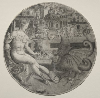 Naakte vrouw en een draak, 1523 door Allaert Claesz