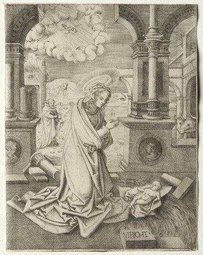 De geboorte van Christus door Allaert Claesz