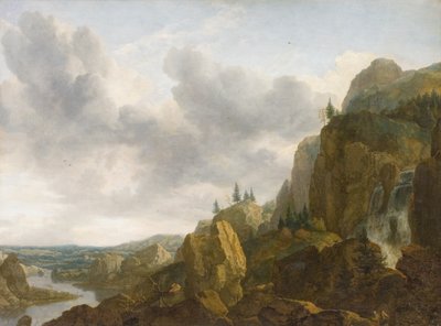 Noordelijk Berglandschap met Waterval door Allaert van Everdingen