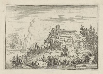 Vervallen huis aan het water (De bouwvallige hut) door Allaert van Everdingen