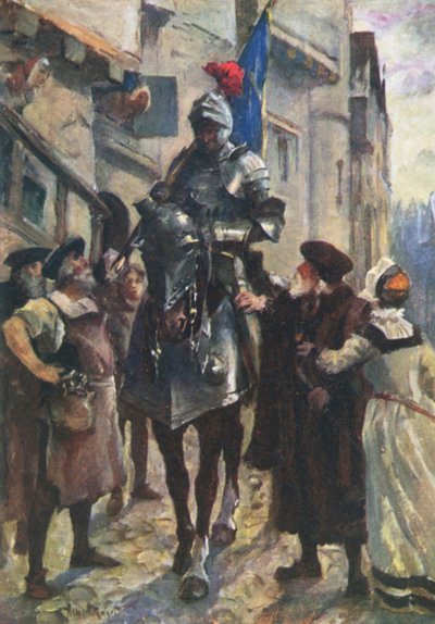 Een Boodschapper van Flodden brengt het Slechte Nieuws naar Edinburgh door Allan (after) Stewart