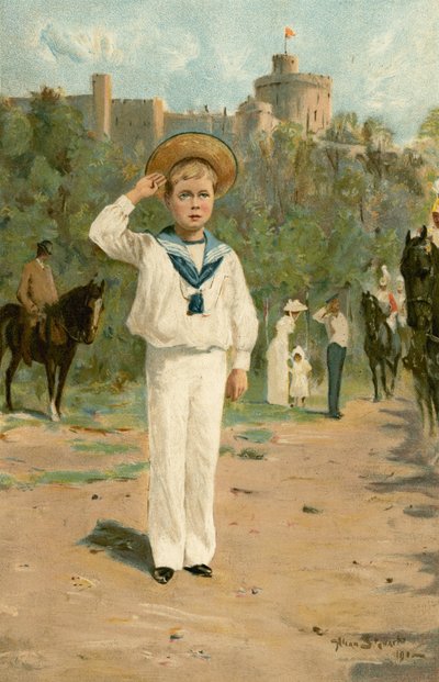 Z.K.H. Prins Edward van Wales groet de Kleuren door Allan (after) Stewart