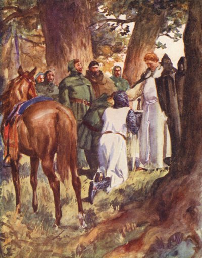 Robin Hood en zijn vrolijke metgezellen: Koning Richard herkend door Allan (after) Stewart