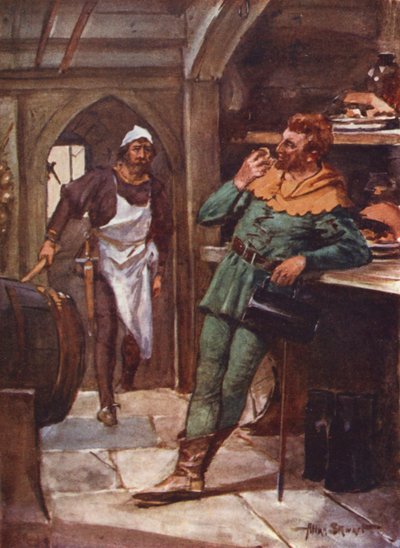 Robin Hood en zijn Vrolijke Mannen: Kleine Jan in de boterkamer door Allan (after) Stewart