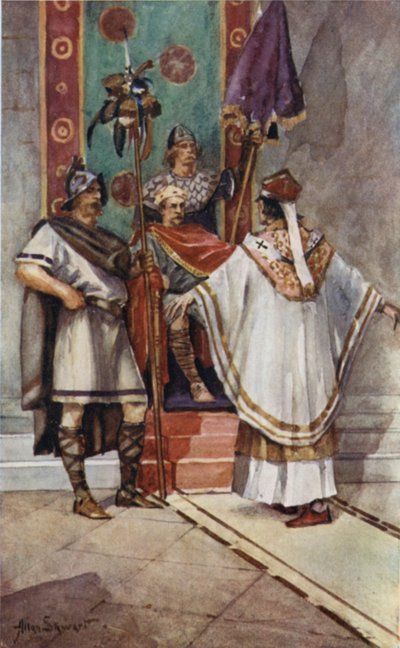 Sint Paulinus en koning Edwin door Allan (after) Stewart