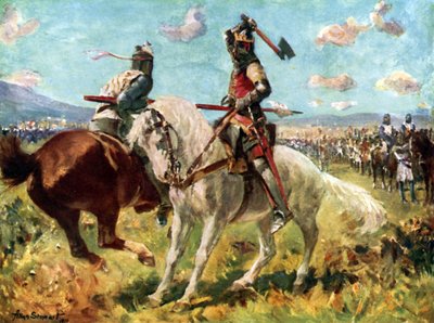 Het Gevecht tussen Koning Robert de Bruce en Sir Henry de Bohun bij Bannockburn door Allan (after) Stewart