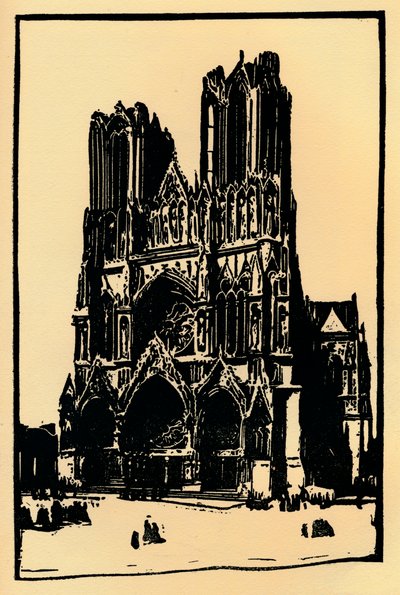 Kathedraal van Reims, 1914, 1918 door Allan Douglass Mainds