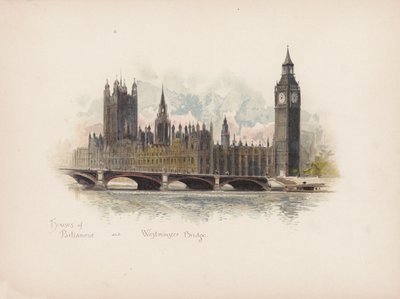 Bekend Londen: Houses of Parliament en Westminster Bridge door Allan F. Barraud