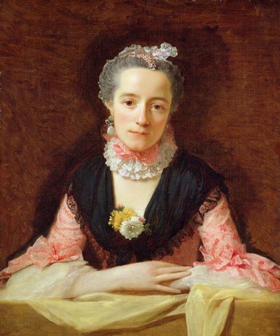 Een Onbekende Vrouw in een Roze Jurk door Allan Ramsay