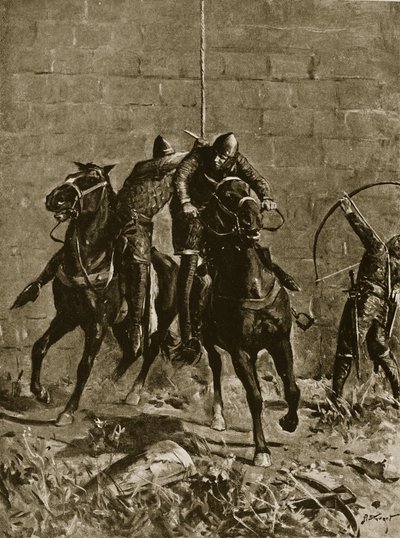 Stephen redt Prins Hendrik van Schotland in Ludlow, illustratie uit 