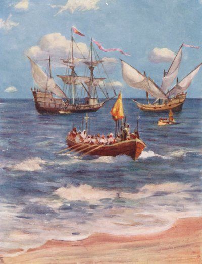 Vasco da Gama landt in Kalicut door Allan Stewart