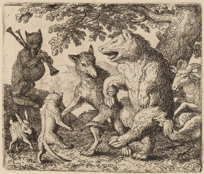 Allen Verheugen zich voor de Beer en de Wolf, waarschijnlijk ca. 1645-1656 door Allart van Everdingen