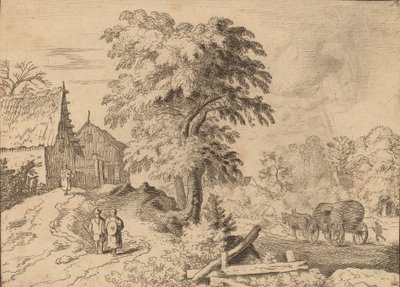 Kar met twee trekpaarden, waarschijnlijk ca. 1645-1656 door Allart van Everdingen