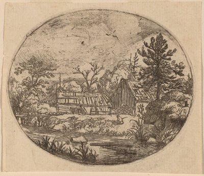 Hamlet aan de oever van een rivier door Allart van Everdingen