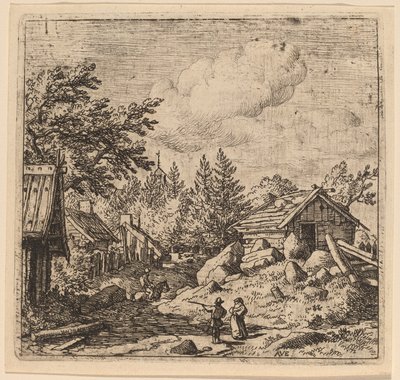 Hamlet op bergachtig terrein door Allart van Everdingen