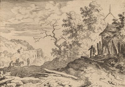 Hut met de resten van een heg, waarschijnlijk ca. 1645-1656 door Allart van Everdingen