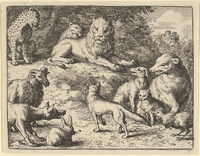 Reinaert wordt door de dieren beschuldigd voor de leeuw, 1650-75 door Allart van Everdingen