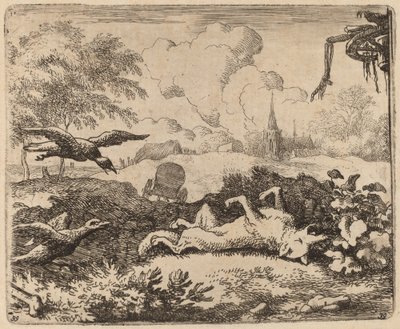 Reinaert en de kraaien, waarschijnlijk ca. 1645-1656 door Allart van Everdingen