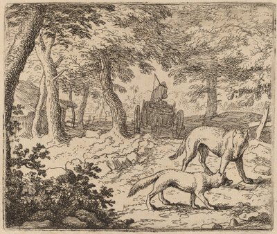 Reinaert en de Wolf voor de Viswagen, waarschijnlijk ca. 1645-1656 door Allart van Everdingen