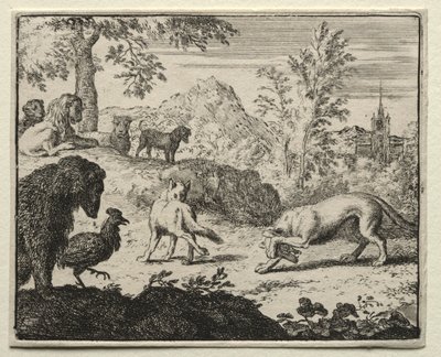 Reinaert de Vos: Het gevecht tussen Reinaert en de Wolf door Allart van Everdingen