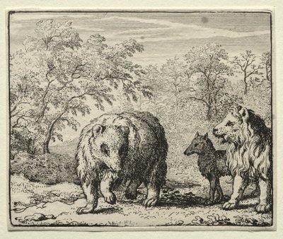 Reinaert de Vos: De bevrijding van de wolf en de beer door Allart van Everdingen
