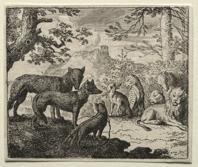 Reinaert de Vos: De Familieleden van Reinaert Verlaten het Hof door Allart van Everdingen