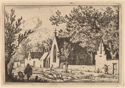 Varkenshoeder bij een kapel, waarschijnlijk ca. 1645-1656 door Allart van Everdingen