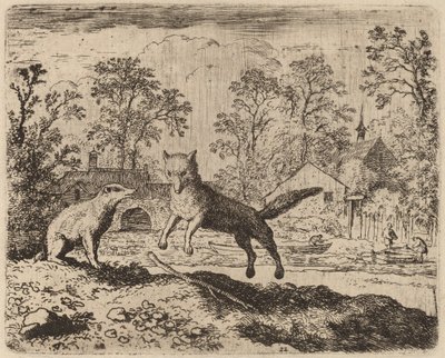 De das legt een boetedoening op aan Reinaert, waarschijnlijk ca. 1645-1656 door Allart van Everdingen