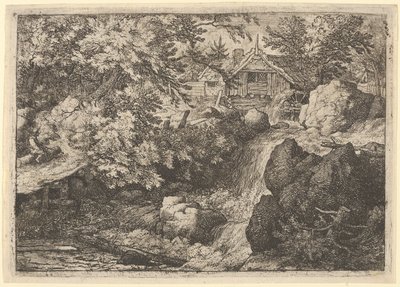De Waterval bij de Watermolen door Allart van Everdingen