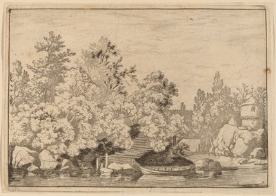De Cudgel Dam en overdekte brug door Allart van Everdingen