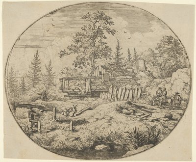 Het Landschap met de Houten Brug, 17e eeuw door Allart van Everdingen