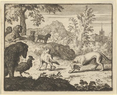 De Leeuw Staat een Gevecht toe tussen de Wolf en Renard, 1650-75 door Allart van Everdingen