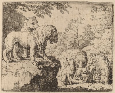 De Leeuw Vergeeft Reinaert voor de Andere Dieren, waarschijnlijk ca. 1645-1656 door Allart van Everdingen