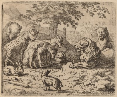 De Leeuw Vraagt Om Advies, waarschijnlijk ca. 1645-1656 door Allart van Everdingen