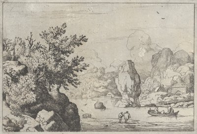 De rots in het midden van de rivier door Allart van Everdingen