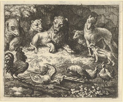 De Haan Beschuldigt Renard van het Vermoorden van zijn Kip, 1650-75 door Allart van Everdingen