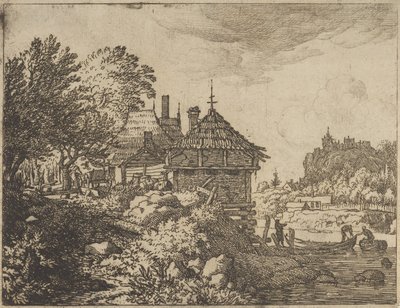De Twee Boten Naderen een Hut, 17e eeuw door Allart van Everdingen