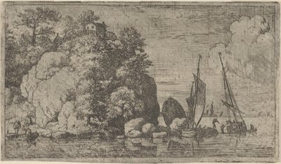 De twee boten op de rivier, 17e eeuw door Allart van Everdingen