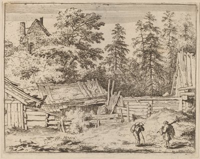 Drie huisjes door Allart van Everdingen