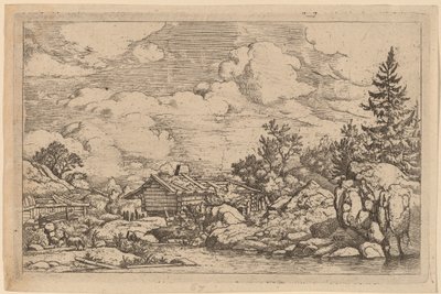 Drie geiten bij de rivier door Allart van Everdingen