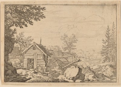 Twee Mannen in de Deur van een Hut door Allart van Everdingen