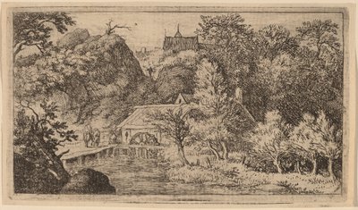 Watermolen aan de voet van een berg door Allart van Everdingen