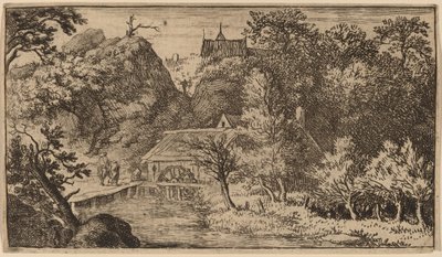 Watermolen aan de voet van een berg, waarschijnlijk ca. 1645-1656 door Allart van Everdingen